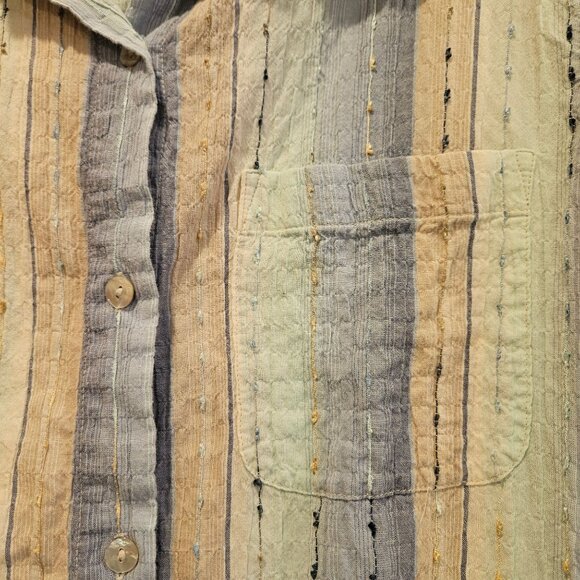 Alfred Dunner Blouse womens 14 colorful crinkly embroidered shell buttons career - Picture 15 of 16